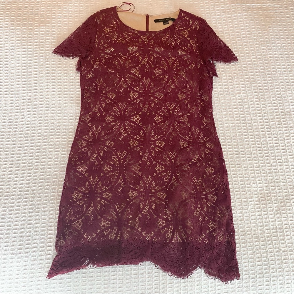 Cynthia Steffe maroon short sleeve lace dress size 8